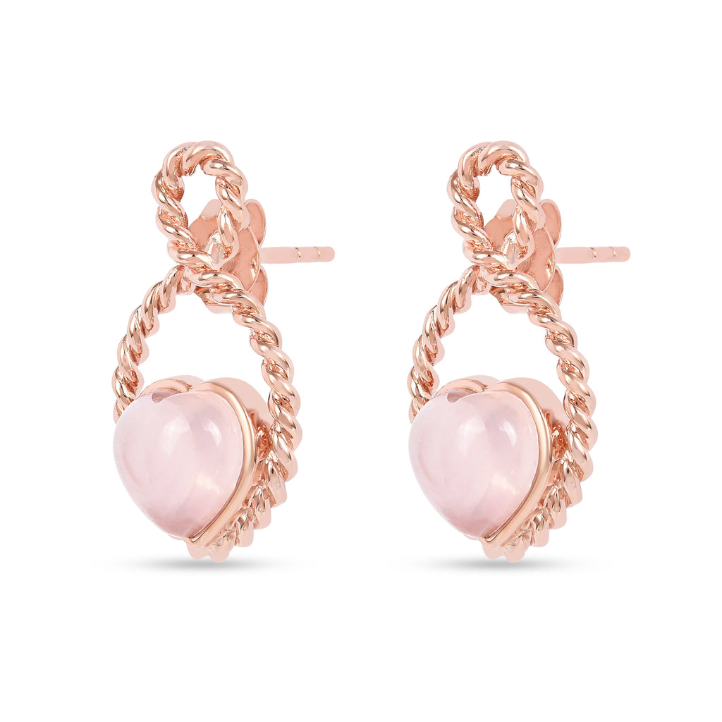 18k Gold Vermeil Rose Quartz Heart Push Post Earrings