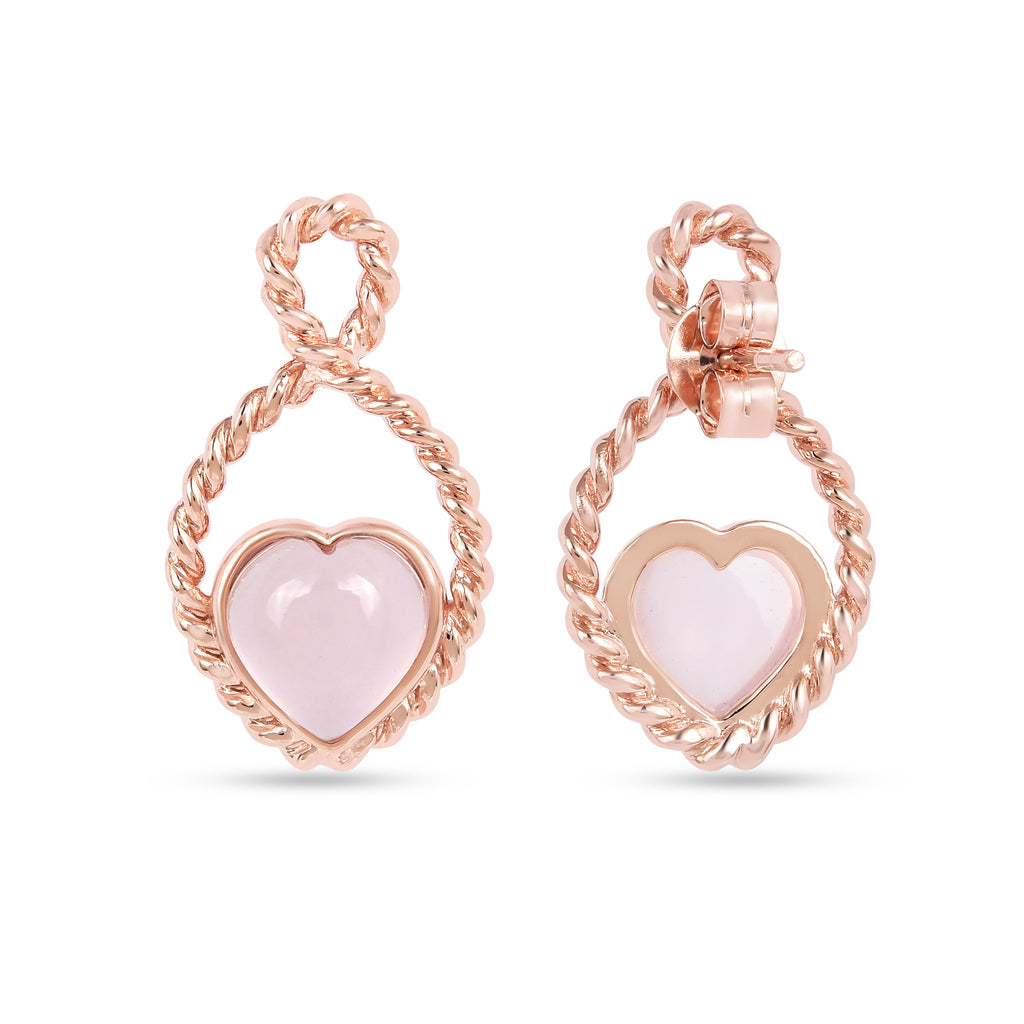 18k Gold Vermeil Rose Quartz Heart Push Post Earrings
