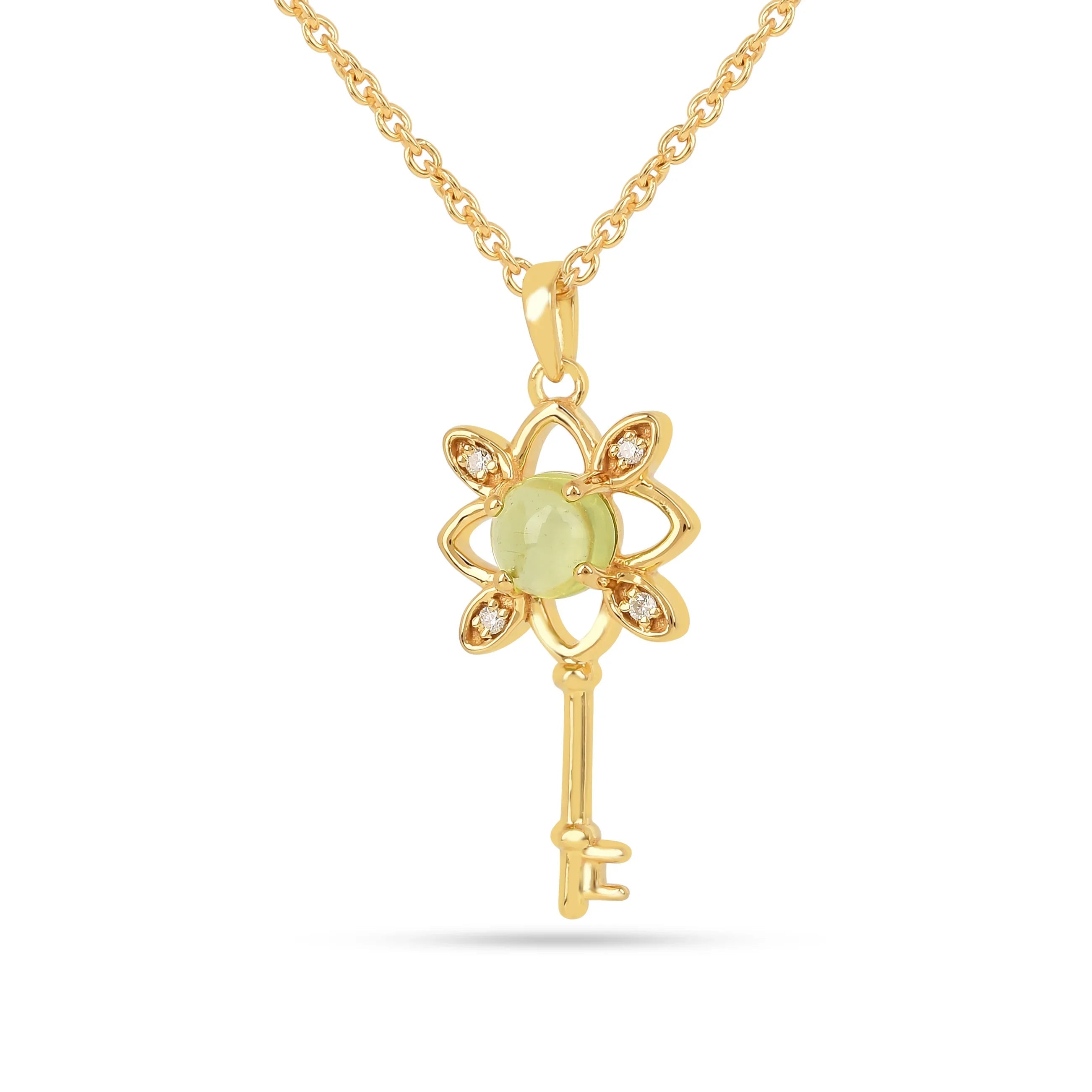 Peridot Key Pendant Necklace Fine Color Jewels