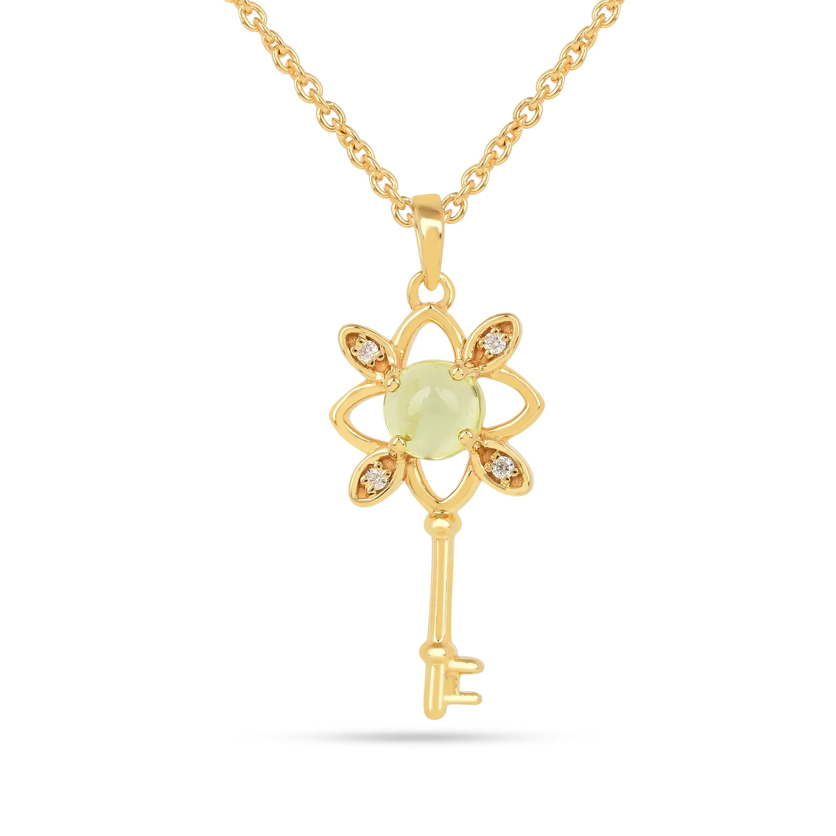 Peridot Key Pendant Necklace Fine Color Jewels
