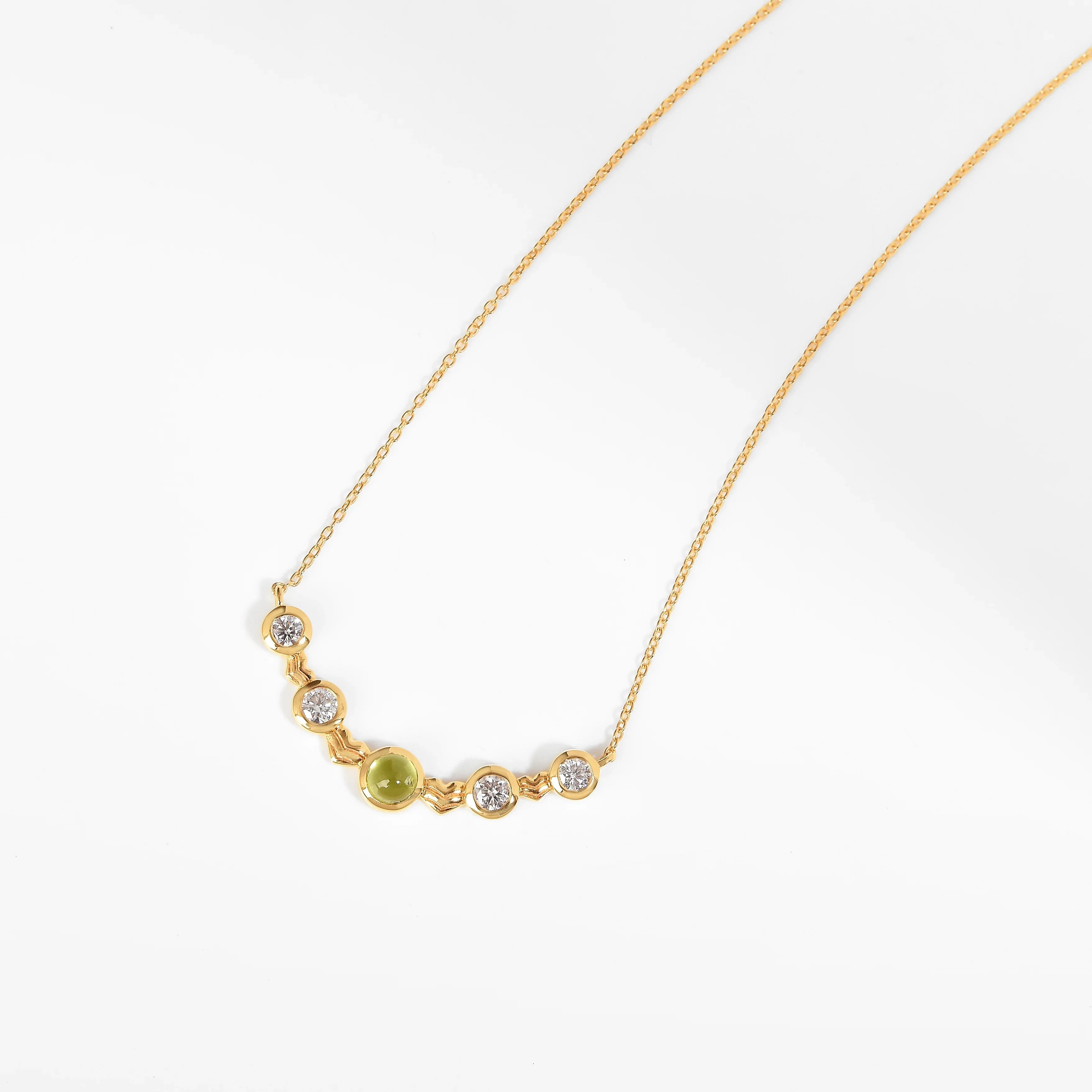 Five-Stone Peridot Silver Bar Necklace Fine Color Jewels