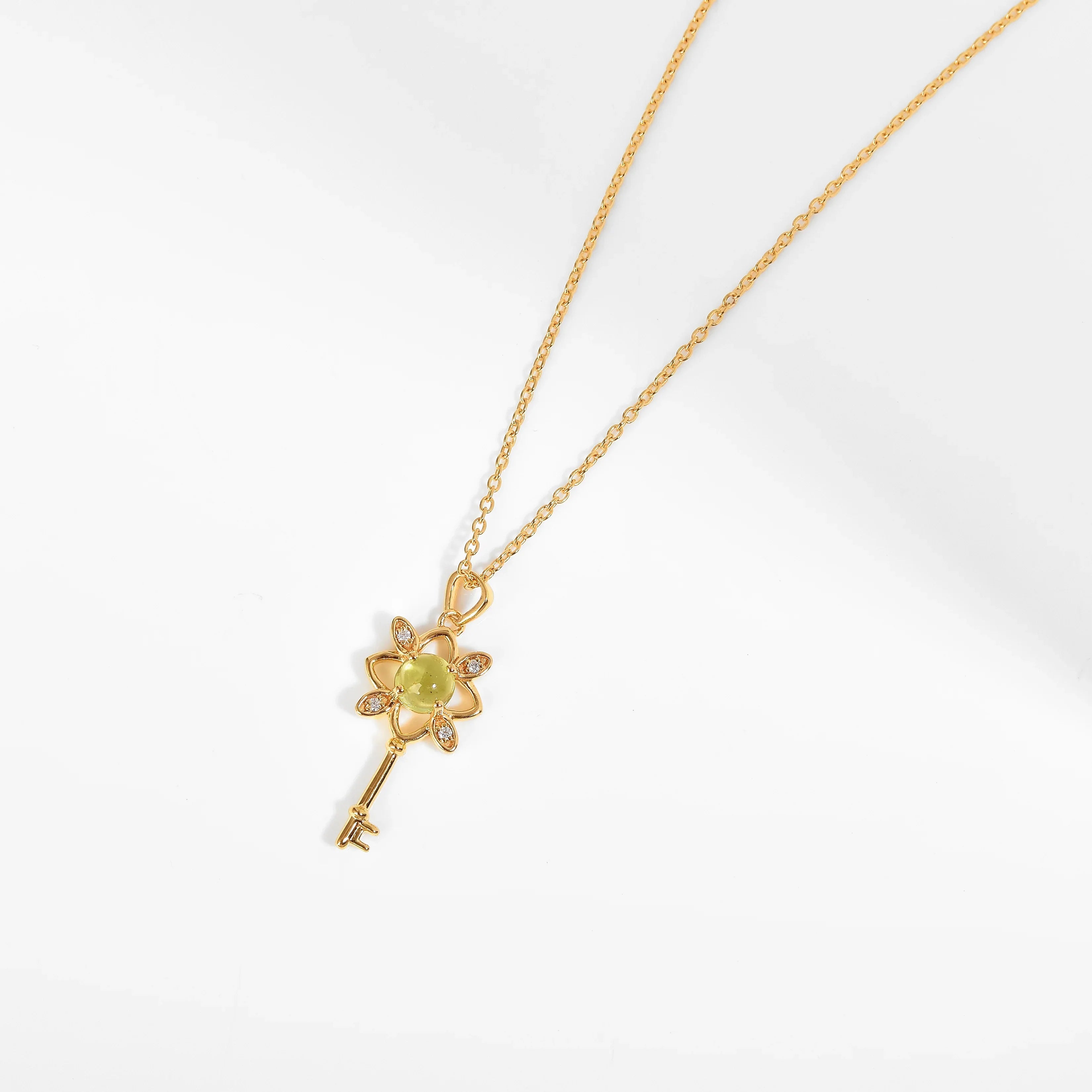 Peridot Key Pendant Necklace Fine Color Jewels