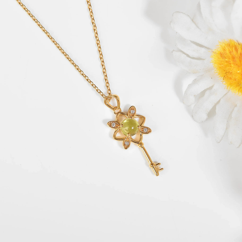 Peridot Key Pendant Necklace Fine Color Jewels