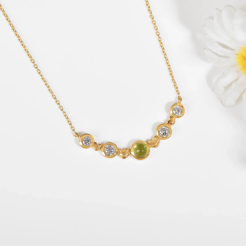 Five-Stone Peridot Silver Bar Necklace Fine Color Jewels