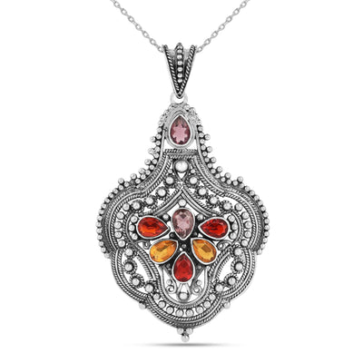 Boho Pendant Oxidised Necklace FineColorJewels 925 Sterling Silver, boho necklace, boho pendant, gemstone pendant, gemstone Pendant necklace, gemstone pendant.Celestial Jewelry, necklaces, pendant, pendant necklace, silver necklace, silver pendant, sterling silver, unique necklace, unique pendant