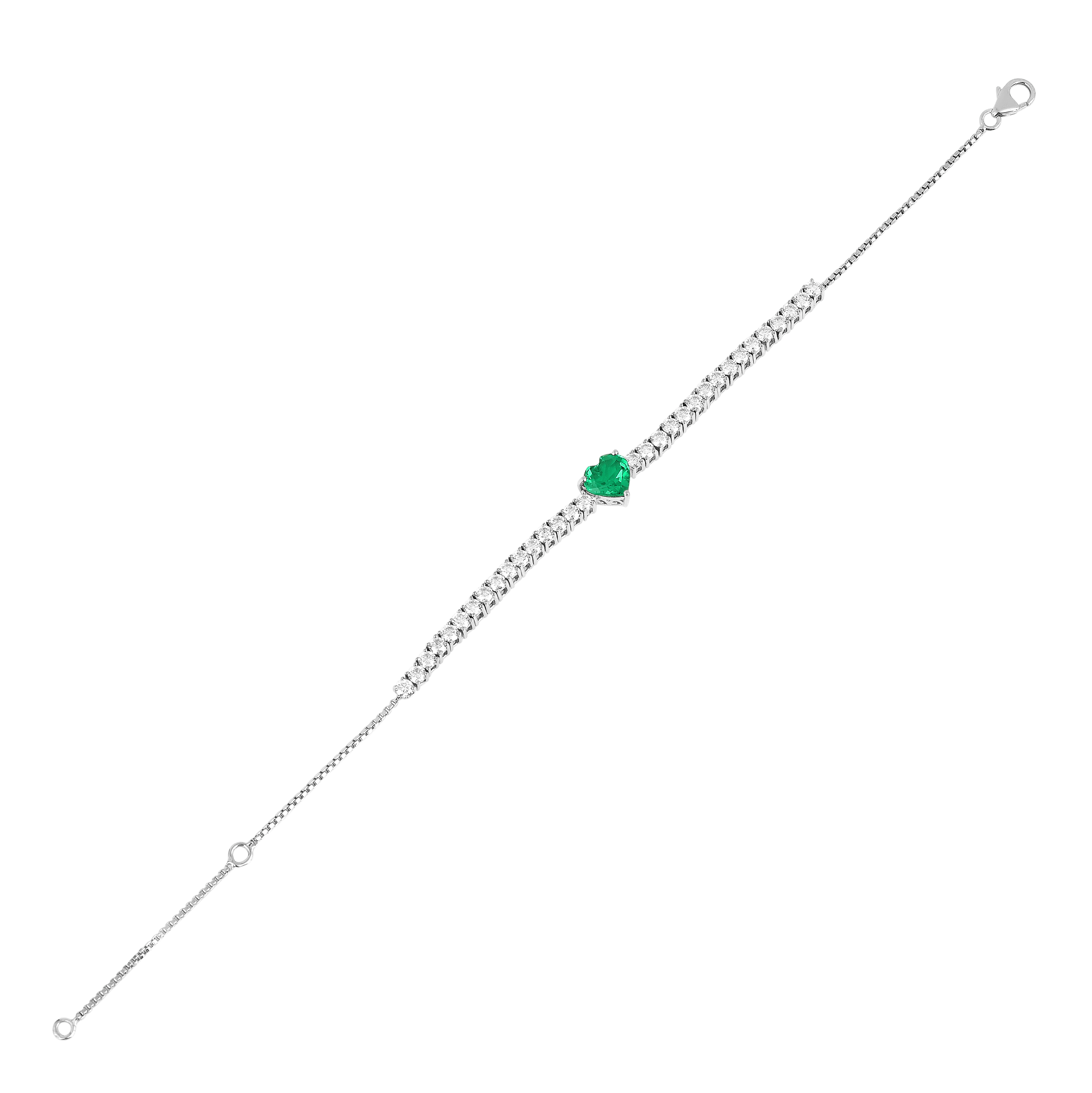 Columbian Created Emerald Heart Bracelet