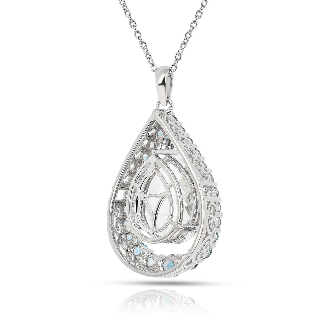 Natural White Topaz Teardrop Blue Topaz Necklace