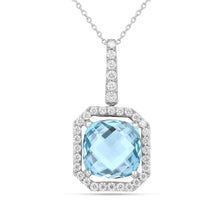 Load image into Gallery viewer, Natural Briolette Cut Sky Blue Topaz Pendant Necklace