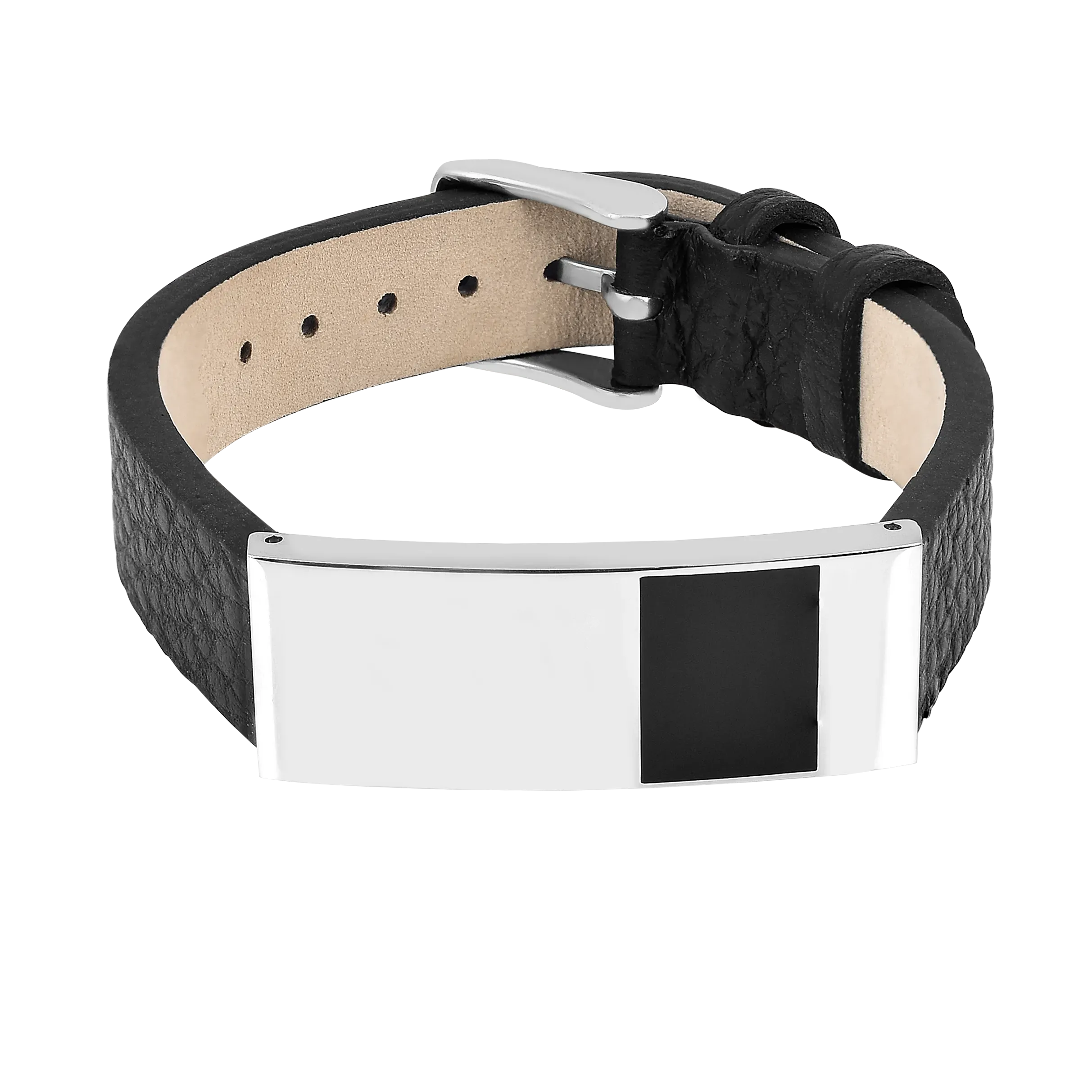 Genuine Black Leather Mens Bracelet