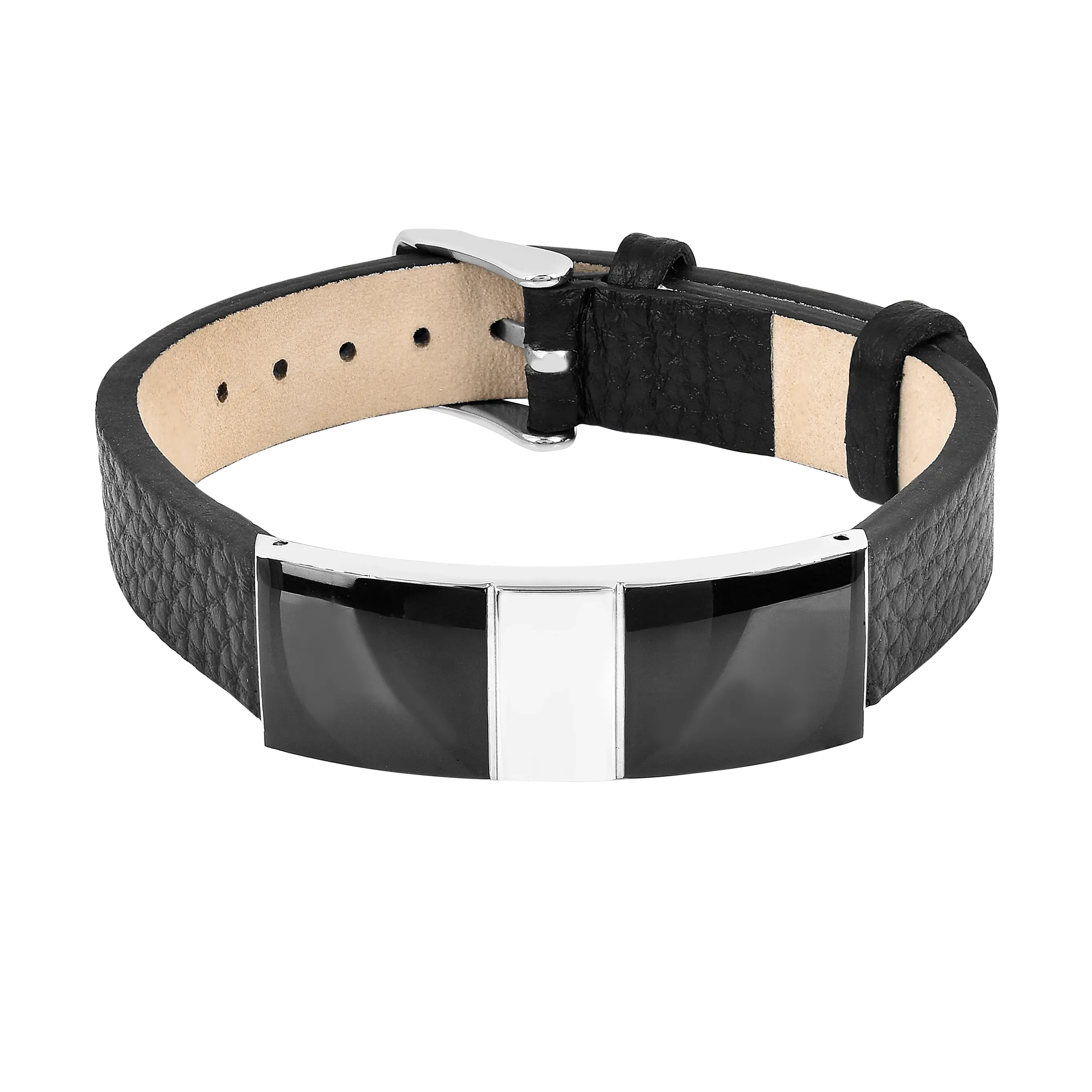 Real Black Leather Fashion Bracelet