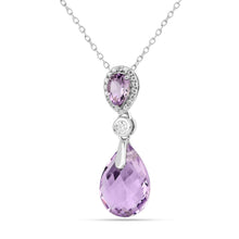Load image into Gallery viewer, Natural Pink Amethyst Teardrop Necklace