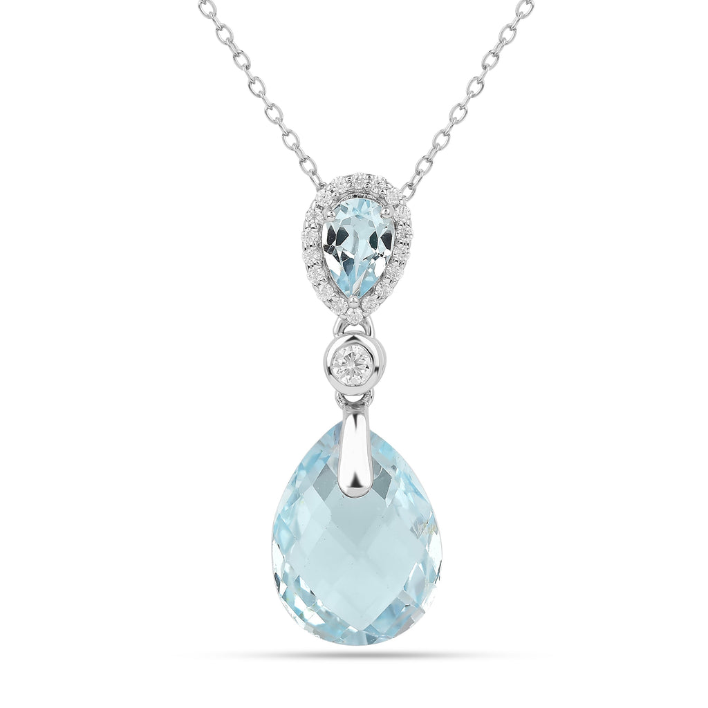 Natural Sky Blue Topaz Necklace Women
