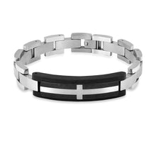 Load image into Gallery viewer, Mens Leather Cross Bracelet
