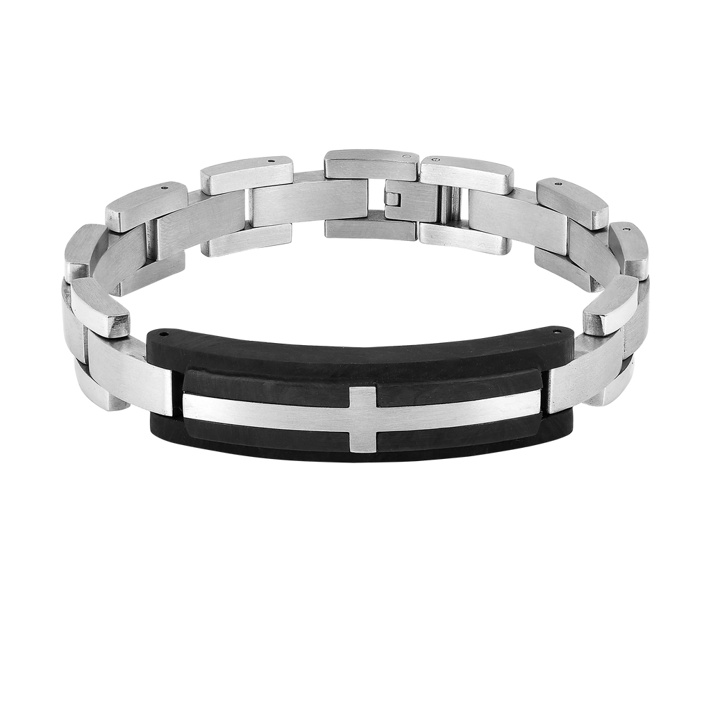 Mens Leather Cross Bracelet