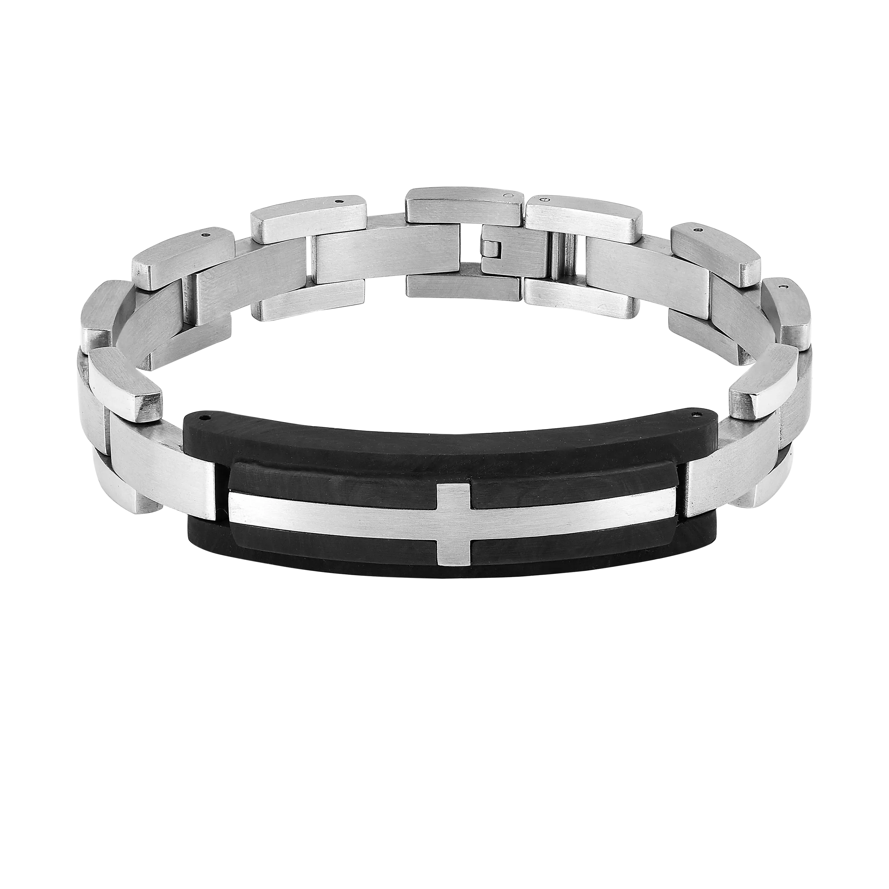 Mens Leather Cross Bracelet