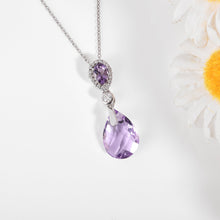 Load image into Gallery viewer, Natural Pink Amethyst Teardrop Necklace