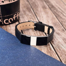 Load image into Gallery viewer, Real Black Leather Fashion Bracelet