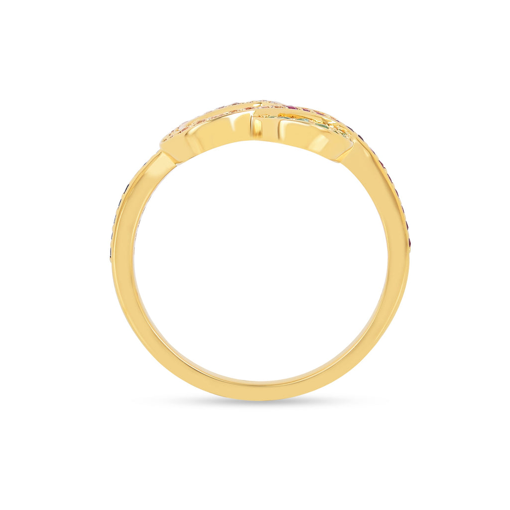 22k Gold Vermeil Diamond and Multi-Gemstone Infinity Heart Ring
