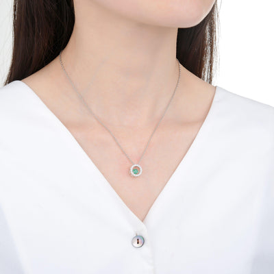 model showcasing May Birthstone Pendant Sterling Silver Necklace Gift for HerEmerald Dancing Necklace - FineColorJewels