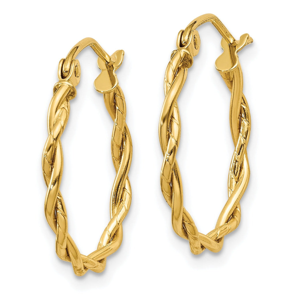 14k Yellow Gold Twisted Hoop Earrings