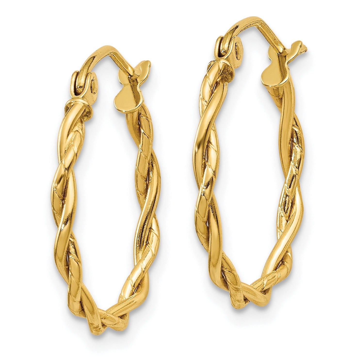 14k Yellow Gold Twisted Hoop Earrings