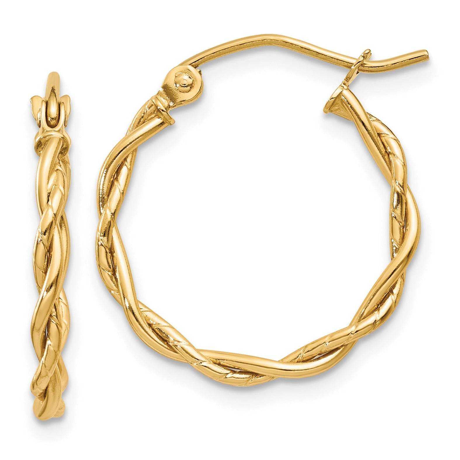 14k Yellow Gold Twisted Hoop Earrings