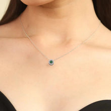 Load image into Gallery viewer, Natural Emerald Dancing Stone Halo Necklace