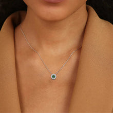 Load image into Gallery viewer, Natural Emerald Dancing Stone Halo Necklace