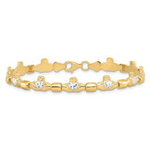 Load image into Gallery viewer, 14K Gold Diamond-cut Claddagh Link Bracelet Fine Color Jewels claddagh bangle, claddagh bracelet, claddagh bracelet gold, claddagh christening bracelets, irish claddagh bracelet, QG