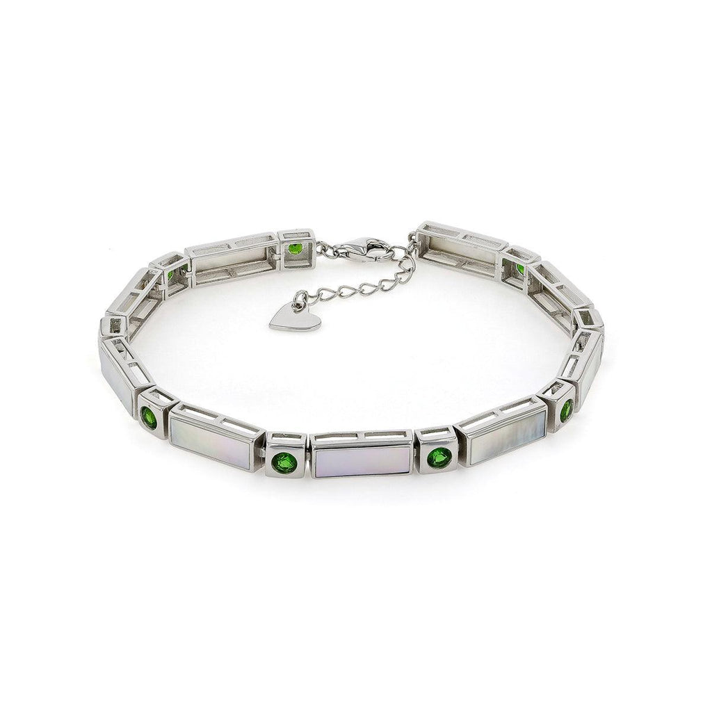 Natural Mother Of Pearl & Chrome Diopside Bracelet - FineColorJewels