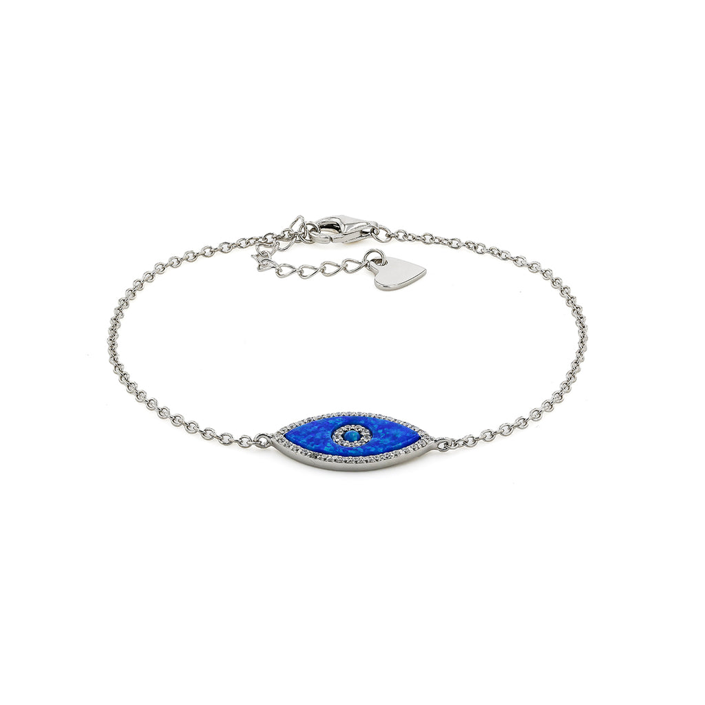Marquise Cut Blue Opal Evil Eye Bracelet