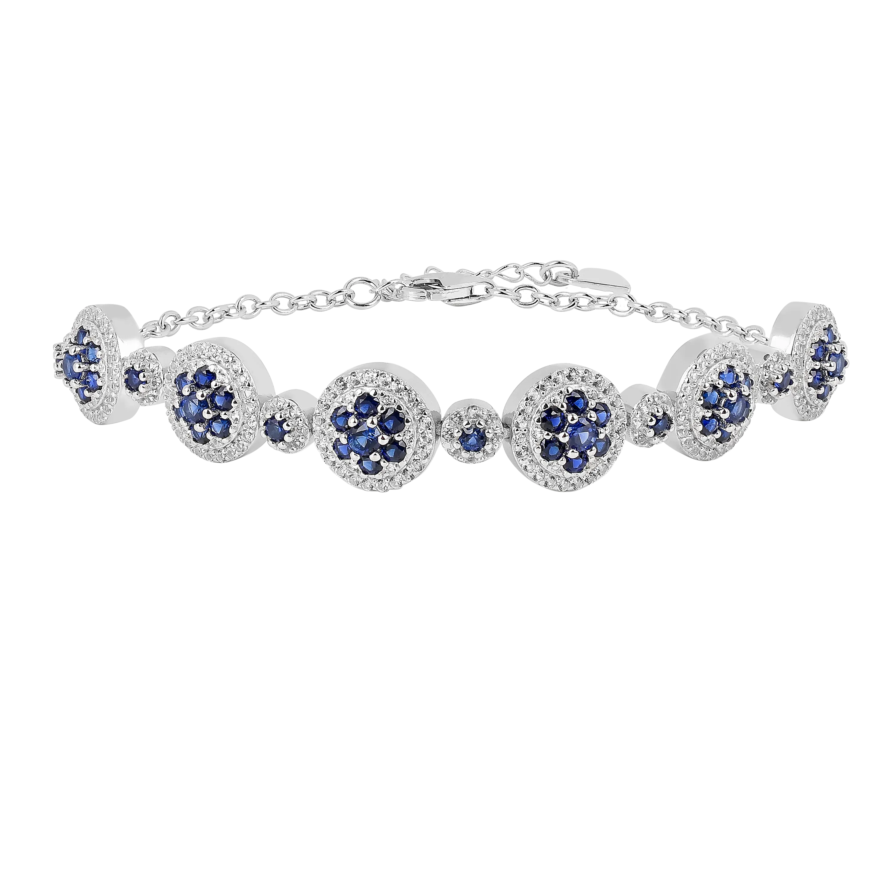 Lab Grown Blue Sapphire Halo Tennis Bracelet Fine Color Jewels &nbsp;Wedding Bridal Bracelet, Birthday gift for her, Blue Sapphire Bracelet, Bridesmaid Gift 925 Sterling Silver, Bridesmaid Gift for Her, Created sapphire bracelet.&nbsp;, everyday gift for her, gift for her, gift for hergift for women, Jewelry Gift for her, ring gift for her., Sapphire Halo Bracelet, September Birthstone Bracelet, Wedding Gift For Her