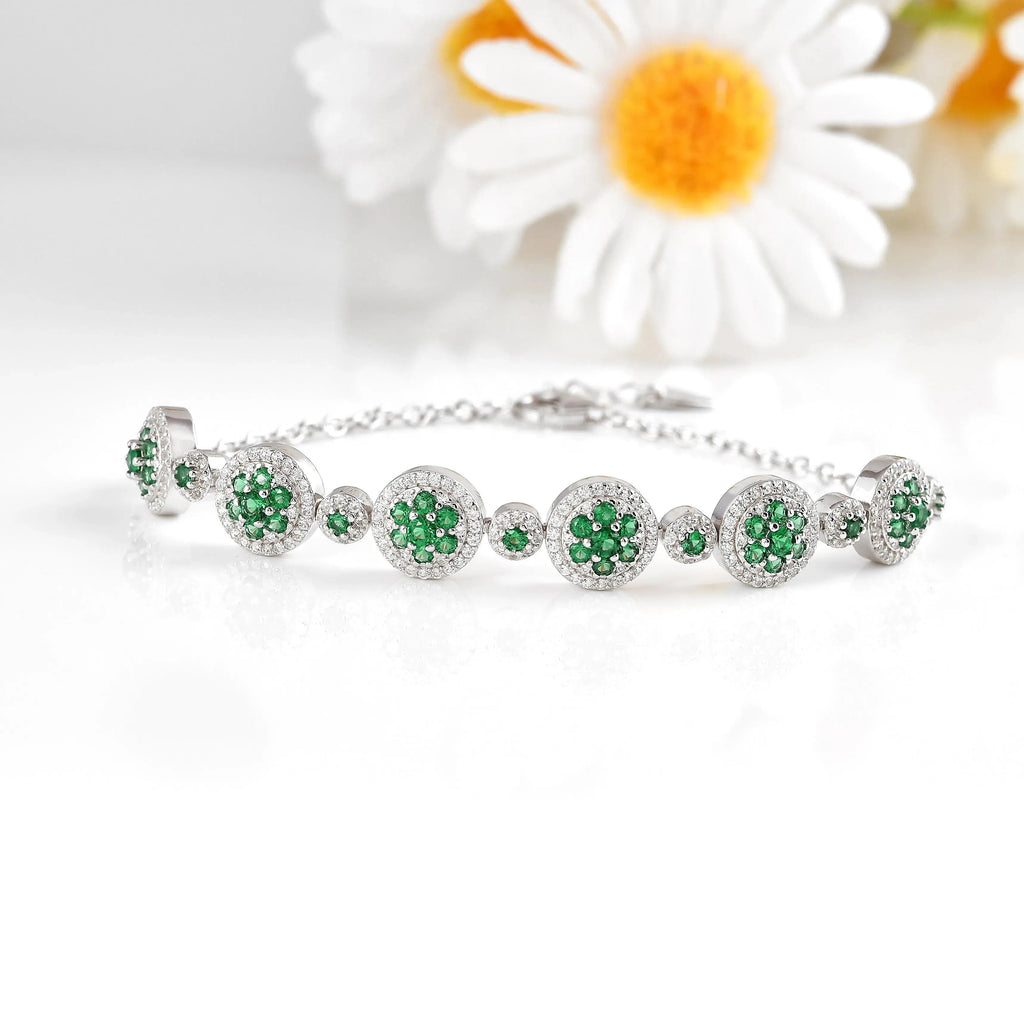 Lab Grown Emerald White Halo Bracelet FineColorJewels best gift for girls, best gift for women, Bracelet Gift For Her, Bridesmaid Gift 925 Sterling Silver, Christmas gift, Created emerald bracelet, gift for her, Gift for Mom, gift for women, gift from daughter, gift ideas for her, gifts for her, green gemstone bracelet, Mother's Day Gift, New Year gift, tennis bracelet., Valentine's Day gift, Wedding Bridal Bracelet