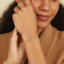 Load image into Gallery viewer, Silver Diamond Dainty Round Bracelet Gift for Women 