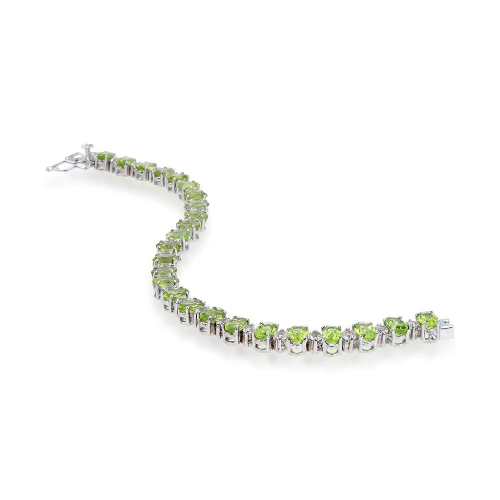 Sterling Silver Peridot Bracelet, $ 200 - 300, Peridot, Pear, Green, 925 Sterling Silver, Tennis