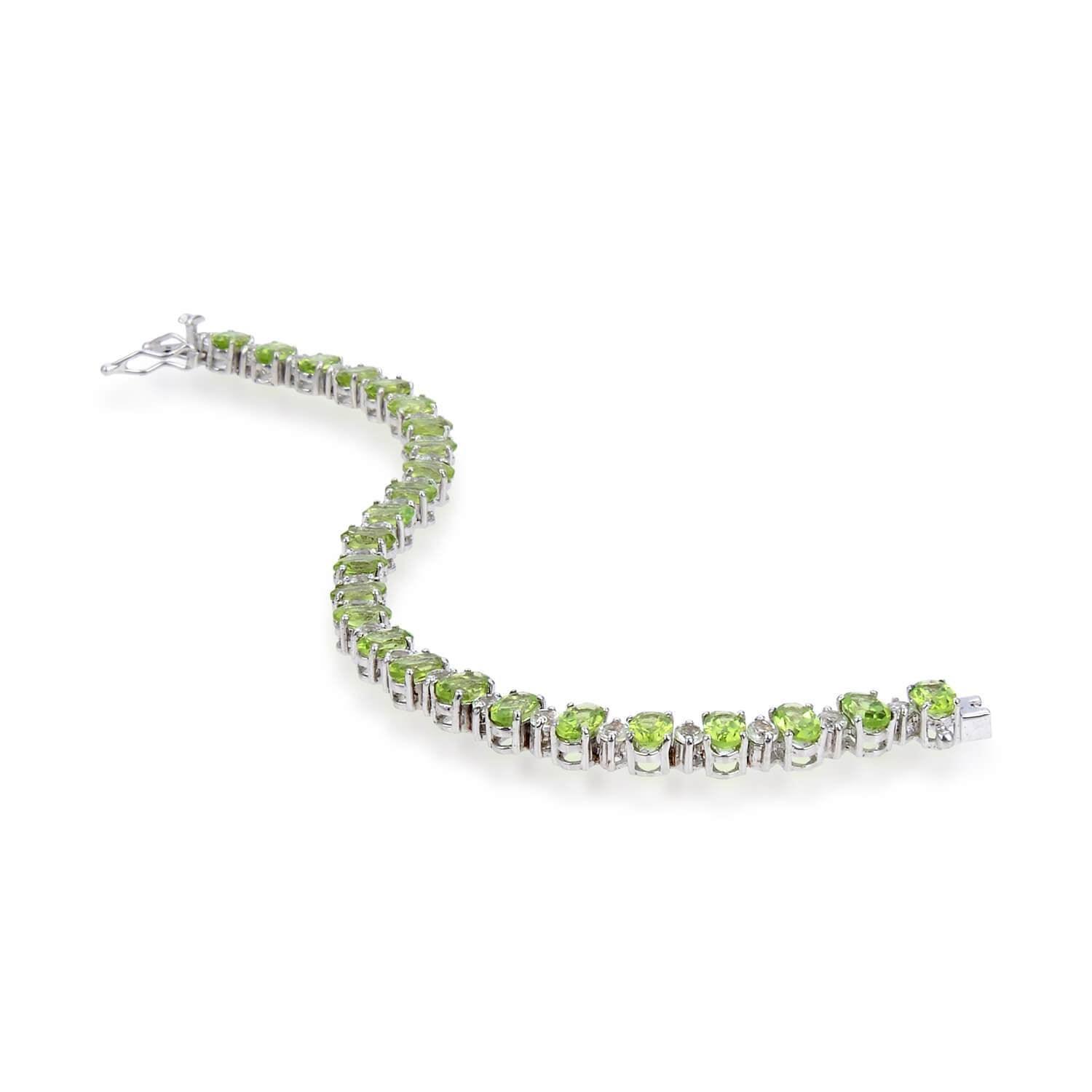Sterling Silver Peridot Bracelet, $ 200 - 300, Peridot, Pear, Green, 925 Sterling Silver, Tennis