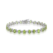 Load image into Gallery viewer, Sterling Silver Peridot Bracelet, $ 200 - 300, Peridot, Pear, Green, 925 Sterling Silver, Tennis