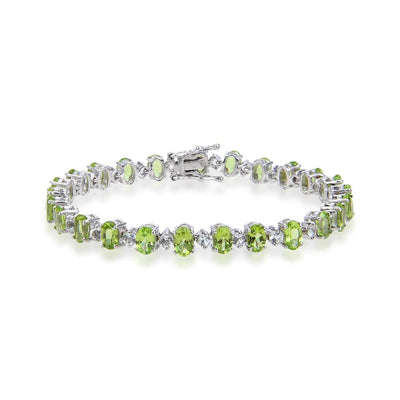 Sterling Silver Peridot Bracelet, $ 200 - 300, Peridot, Pear, Green, 925 Sterling Silver, Tennis