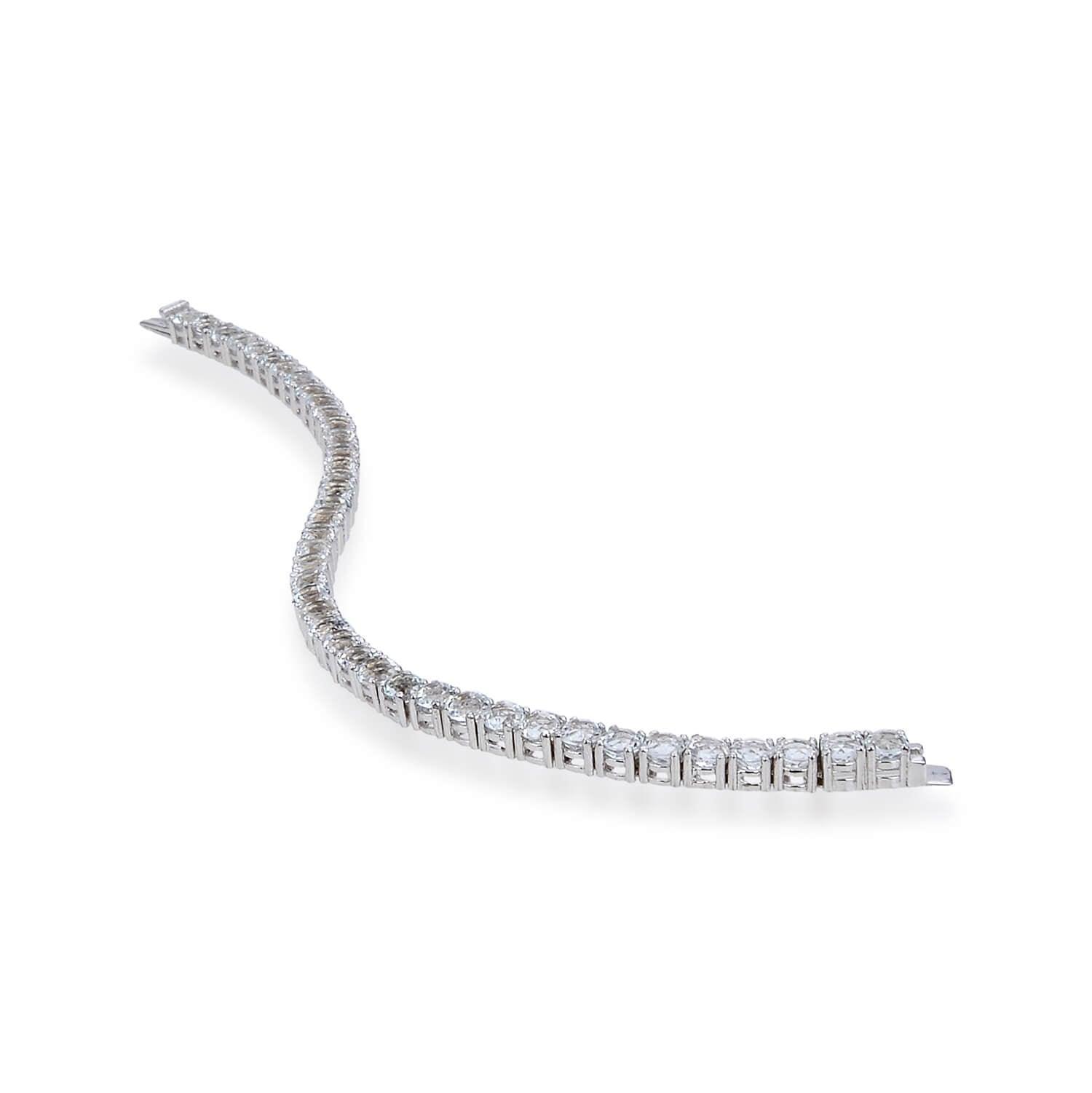 Petite Sterling Silver White Topaz Bracelet, $ 150 - 200, White Topaz, Round, White, 925 Sterling Silver, Tennis