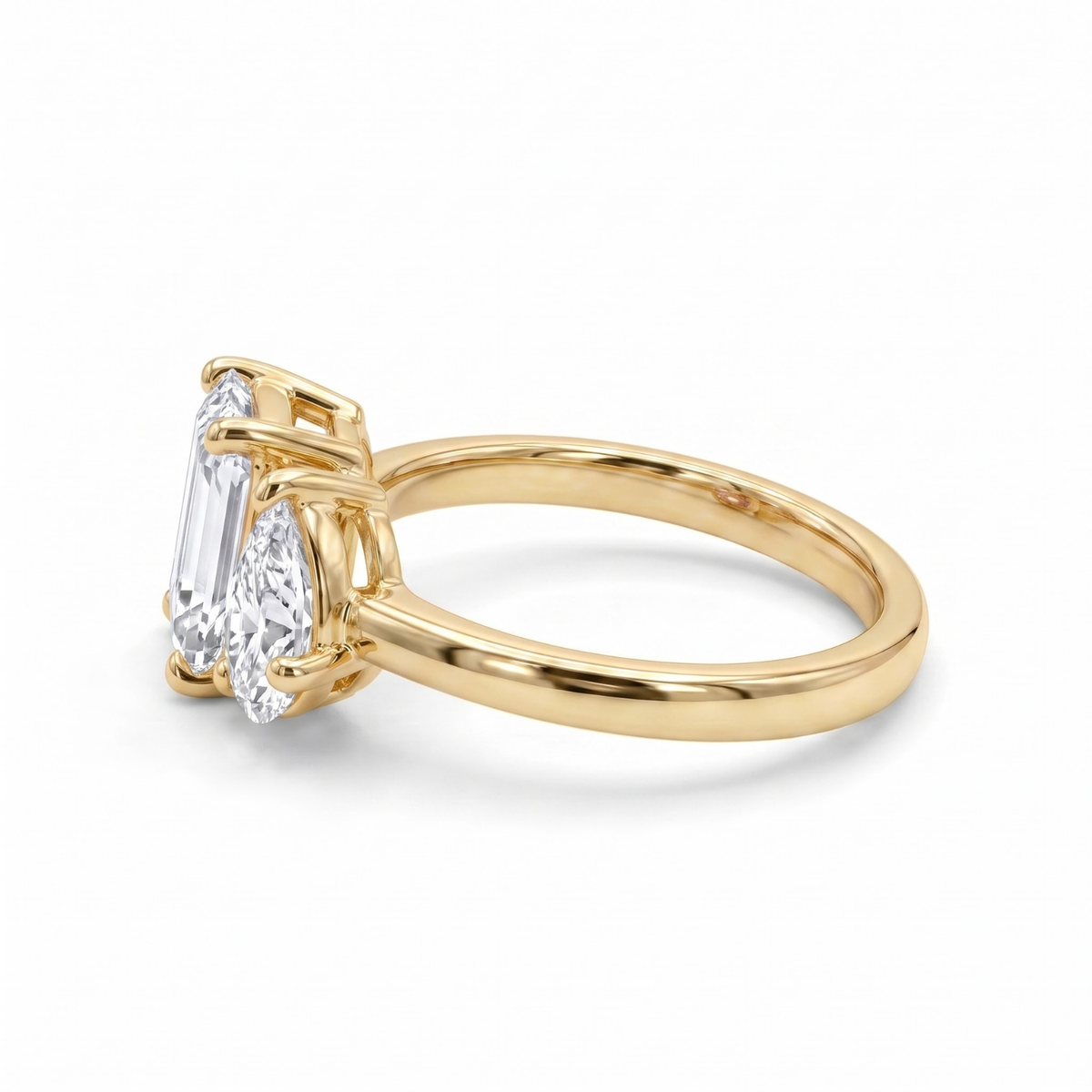 2.74 Cttw Pear Emerald, Ruby, Sapphire and Lab Diamond 14K Yellow Gold Toi et Moi Ring