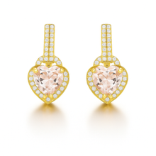 Load image into Gallery viewer, Pink Natural Rose Quartz Sterling Silver Heart Earrings