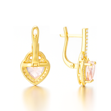 Load image into Gallery viewer, Pink Natural Rose Quartz Sterling Silver Heart Earrings