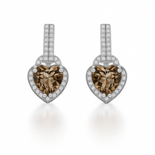 Load image into Gallery viewer, Natural Brown Quartz Heart Sterling Silver Earrings