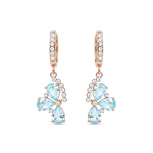 Load image into Gallery viewer, Natural Sky Blue Topaz Flower Drop Earrings