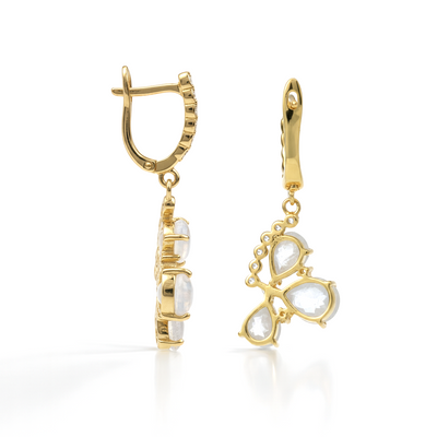 Natural Rainbow Moonstone Sterling Silver Earrings