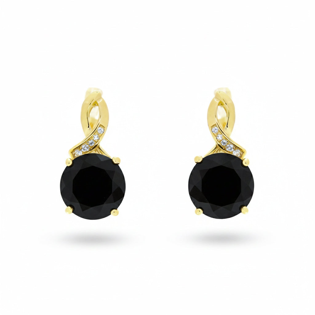 Natural Black Onyx Sterling Silver Earrings