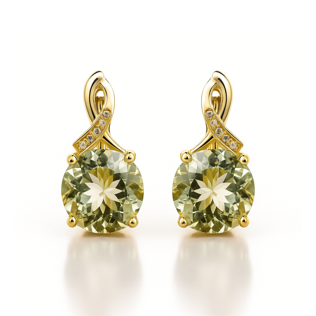 Natural Green Prasiolite Earrings Sterling Silver