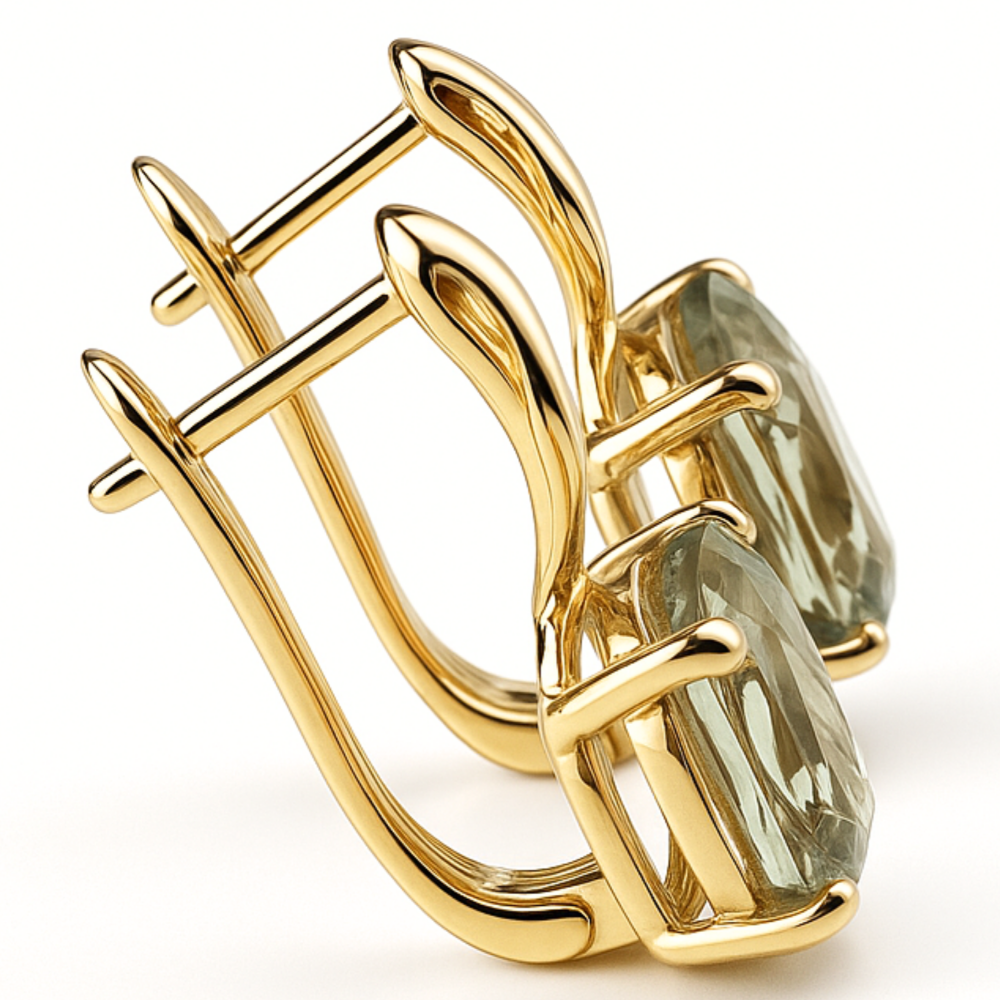 Natural Green Prasiolite Earrings Sterling Silver