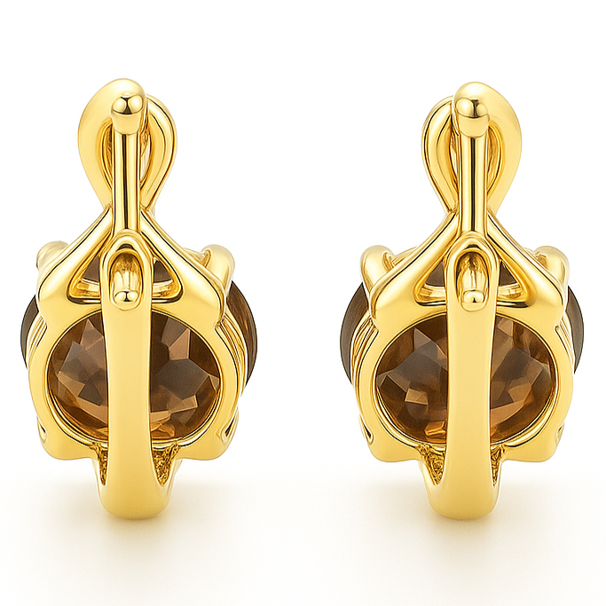 Natural Smoky Quartz Silver Leverback Earrings