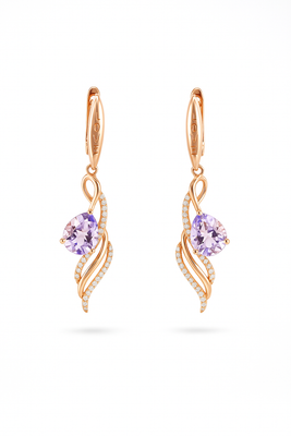 Natural Amethyst & White Topaz Sterling Silver Earrings